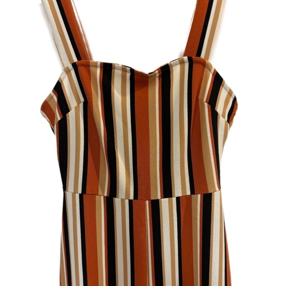 Urban Outfitters sleeveless sweetheart neckline flared leg striped jumpsuit - Picture 2 of 5